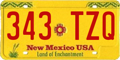 NM license plate 343TZQ