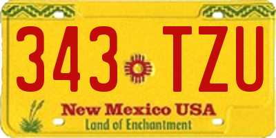 NM license plate 343TZU