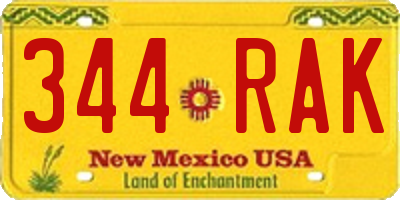 NM license plate 344RAK