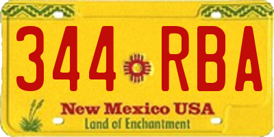 NM license plate 344RBA
