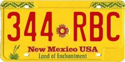 NM license plate 344RBC