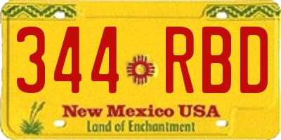 NM license plate 344RBD