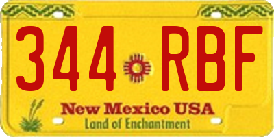 NM license plate 344RBF