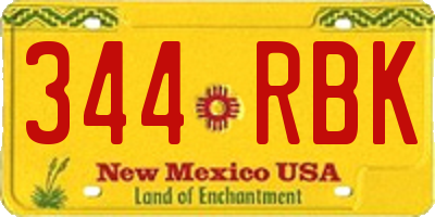 NM license plate 344RBK