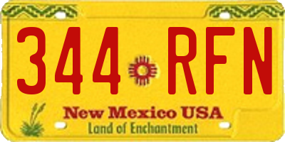 NM license plate 344RFN