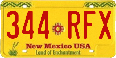 NM license plate 344RFX