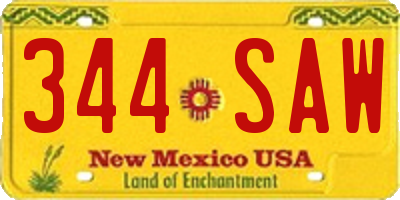 NM license plate 344SAW