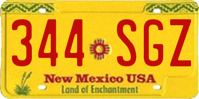 NM license plate 344SGZ