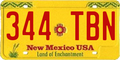 NM license plate 344TBN