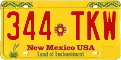 NM license plate 344TKW