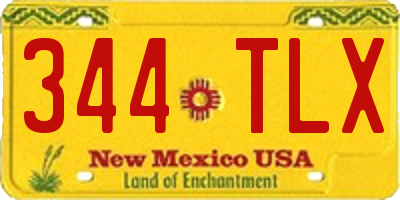NM license plate 344TLX