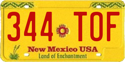 NM license plate 344TOF