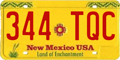 NM license plate 344TQC
