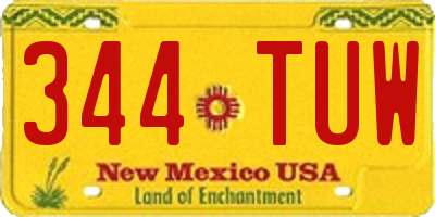 NM license plate 344TUW