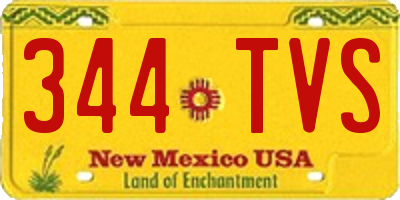 NM license plate 344TVS