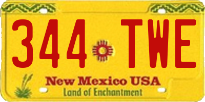 NM license plate 344TWE