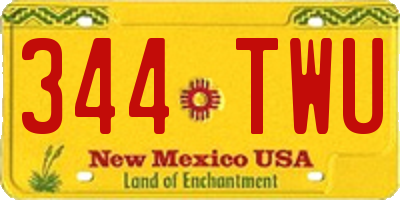 NM license plate 344TWU