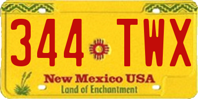 NM license plate 344TWX