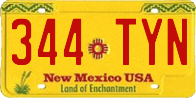 NM license plate 344TYN