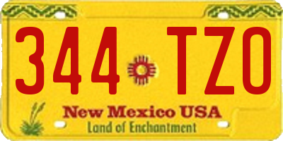 NM license plate 344TZO