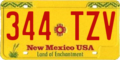 NM license plate 344TZV