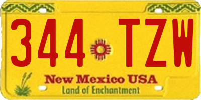 NM license plate 344TZW