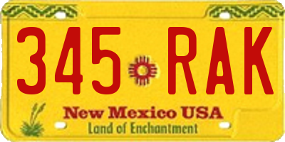 NM license plate 345RAK