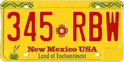 NM license plate 345RBW