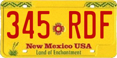 NM license plate 345RDF