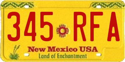 NM license plate 345RFA