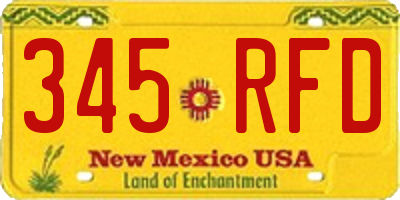 NM license plate 345RFD