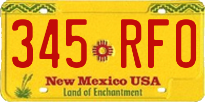 NM license plate 345RFO