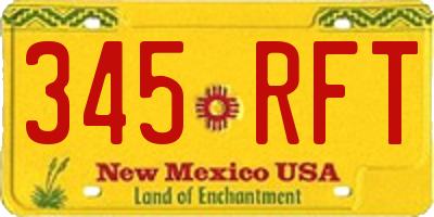 NM license plate 345RFT