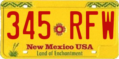NM license plate 345RFW