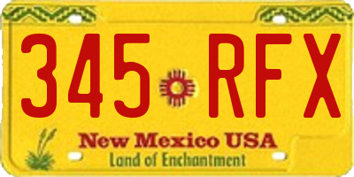 NM license plate 345RFX