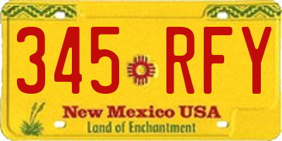NM license plate 345RFY
