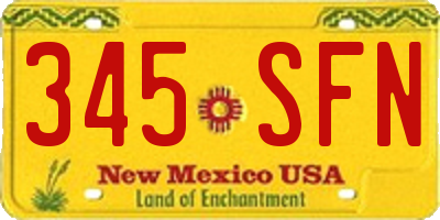 NM license plate 345SFN