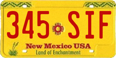 NM license plate 345SIF