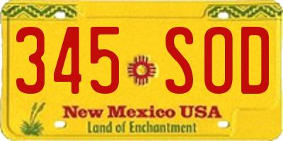 NM license plate 345SOD