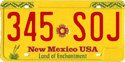 NM license plate 345SOJ