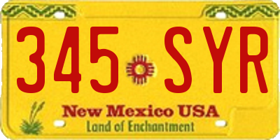 NM license plate 345SYR
