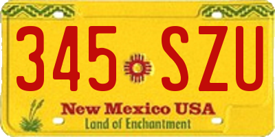 NM license plate 345SZU