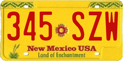 NM license plate 345SZW