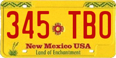 NM license plate 345TBO