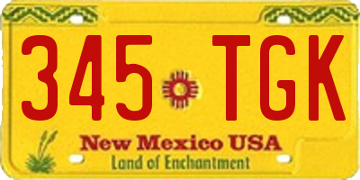 NM license plate 345TGK
