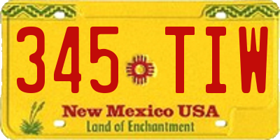 NM license plate 345TIW