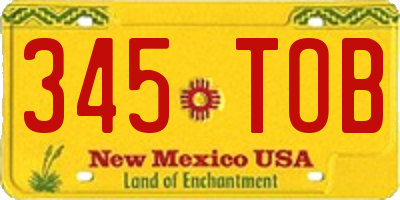 NM license plate 345TOB