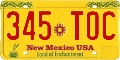 NM license plate 345TOC