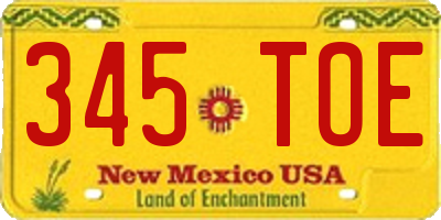 NM license plate 345TOE