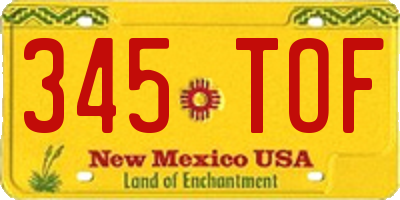 NM license plate 345TOF